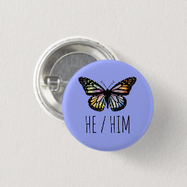 HIJ/HEM Pronounouns Waterverf Butterfly Ronde Button 3,2 Cm