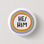 HIJ/HEM Pronouns Rainbow Circle Ronde Button 3,2 Cm (Voorkant)
