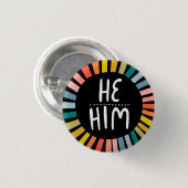 HIJ/HEM Pronouns Rainbow Handgeschreven Pride Ronde Button 3,2 Cm (Voorkant /achterkant)