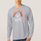 HIJ/HEM Pronouns Rainbow Handlettering T-Shirt (Voorkant)