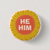 HIJ / HEM Pronouns Sunflower Daisy Pride Ronde Button 3,2 Cm (Voorkant)