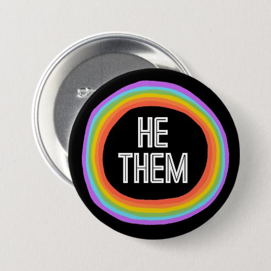 HIJ HEN Kleurrijke gender-regenboogcirculairefrond Ronde Button 7,6 Cm (Voorkant /achterkant)