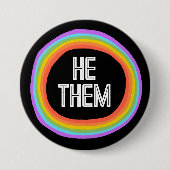 HIJ HEN Kleurrijke gender-regenboogcirculairefrond Ronde Button 7,6 Cm (Voorkant)