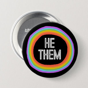 HIJ HEN Kleurrijke gender-regenboogcirculairefrond Ronde Button 7,6 Cm