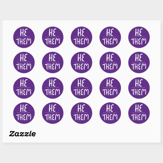 HIJ/HEN zet Paarse handletterset van Ronde Sticker (Vel)