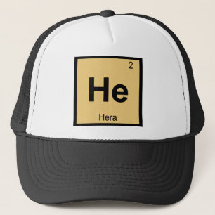 Hij - Hera Godin Chemie Periodiek Systeem Symbool Trucker Pet
