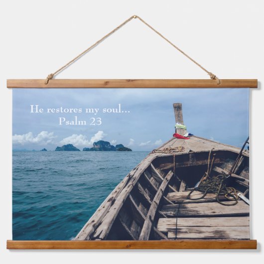 Hij herstelt Mijn bronscriptie Hangend Wandkleed (Voorkant)