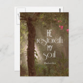 Hij herstelt mijn Soul Bible Verse Briefkaart (Voorkant / Achterkant)