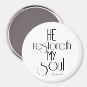 Hij herstelt mijn Soul Bible Verse Magneet (Voorkant / Achterkant)