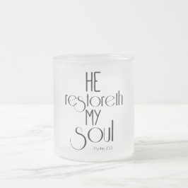 Hij herstelt mijn Soul Bible Verse Matglas Koffiemok
