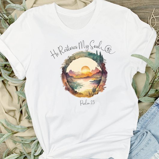 Hij herstelt mijn Soul Psalm 23 Vrouwen T-shirt