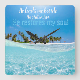 Hij herstelt mijn Soul Scripture Clock, Ocean Wate Vierkante Klok