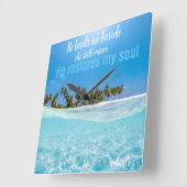 Hij herstelt mijn Soul Scripture Clock, Ocean Wate Vierkante Klok (Hoek)
