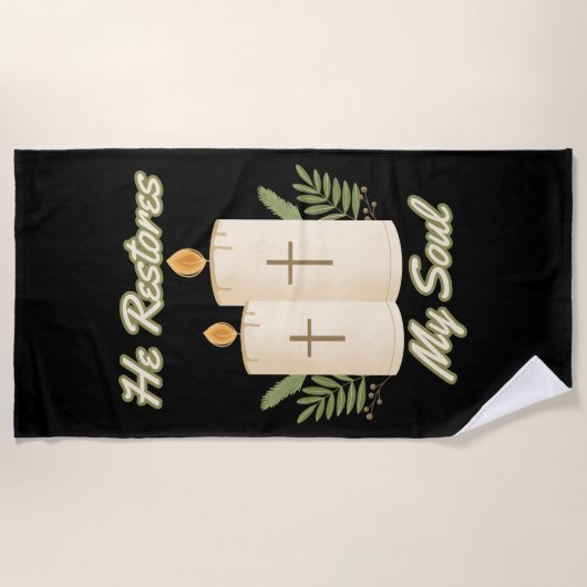 Hij herstelt mijn ziel bijbel citaat strandlaken (Voorkant)