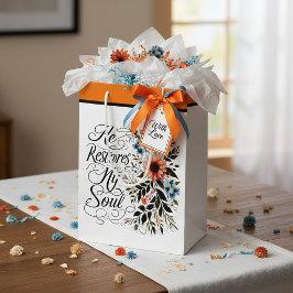 Hij herstelt mijn ziel bloem medium cadeauzakje