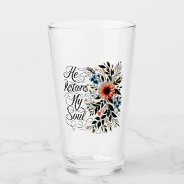 Hij herstelt mijn ziel bloemrijk glas