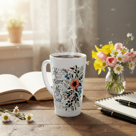 Hij herstelt mijn ziel bloemrijk latte mok