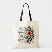 Hij herstelt mijn ziel bloemrijk tote bag (Voorkant)