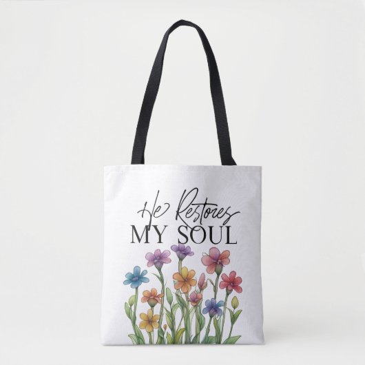 Hij herstelt mijn ziel Canvas tas (Voorkant)