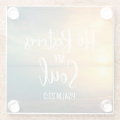 Hij herstelt mijn ziel glazen onderzetter (Achterkant)