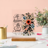 Hij herstelt mijn ziel in bloei acryl bord (Huwelijk)