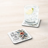 Hij herstelt mijn ziel in bloei bier onderzetter (Rechterzijde)