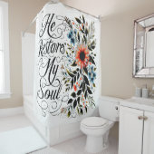 Hij herstelt mijn ziel in bloei douchegordijn (In situ)
