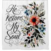 Hij herstelt mijn ziel in bloei douchegordijn (Voorkant)