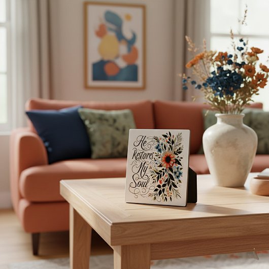 Hij herstelt mijn ziel in bloei fotoplaat