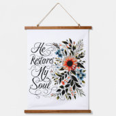 Hij herstelt mijn ziel in bloei hangend wandkleed (Voorkant)