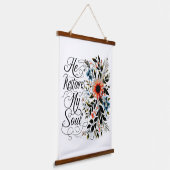 Hij herstelt mijn ziel in bloei hangend wandkleed (Gebogen)