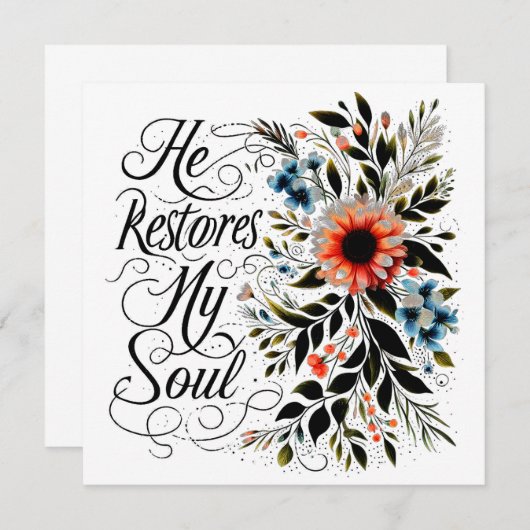 Hij herstelt mijn ziel in bloei kaart (Voorkant / Achterkant)