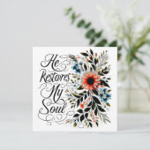 Hij herstelt mijn ziel in bloei kaart (Staand voorkant)