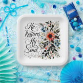 Hij herstelt mijn ziel in bloei papieren bordje (Feest)