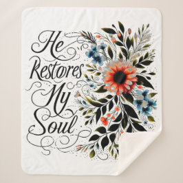 Hij herstelt mijn ziel in bloei sherpa deken