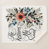 Hij herstelt mijn ziel in bloei sherpa deken (Voorkant (horizontaal))