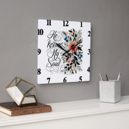 Hij herstelt mijn ziel in bloei vierkante klok