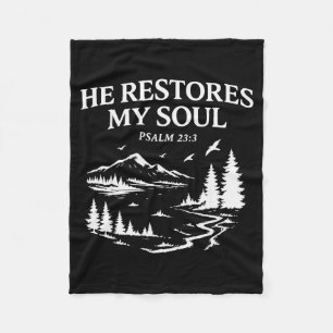 Hij herstelt mijn ziel Psalm 23_3 Christelijke Bij Fleece Deken