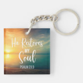 Hij herstelt mijn ziel sleutelhanger (Achterkant)