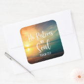 Hij herstelt mijn ziel vierkante sticker (Envelop)