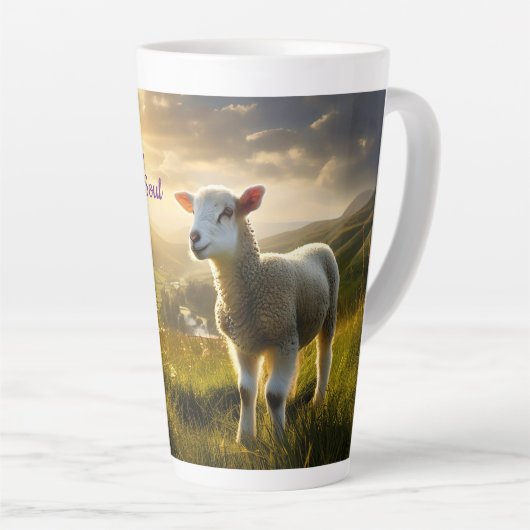 Hij herstelt mijn zielenlam latte mok (Rechterhoek)