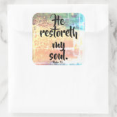 Hij herstelt mijn zielepsalm 23 Christelijke Stick Vierkante Sticker (Tas)