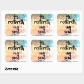 Hij herstelt mijn zielepsalm 23 Christelijke Stick Vierkante Sticker (Vel)