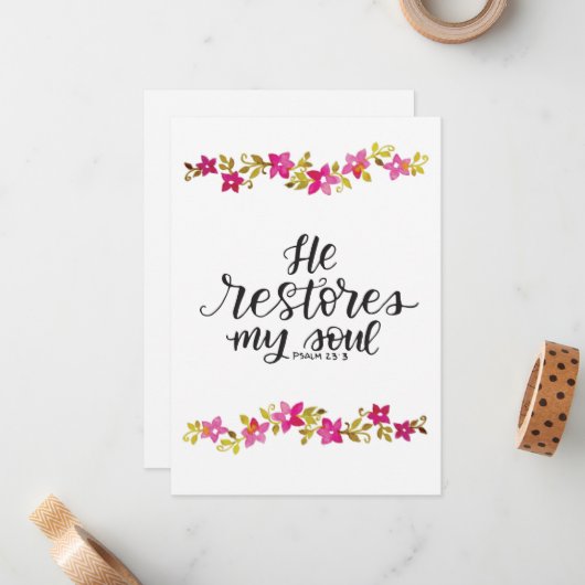 Hij herstelt mijn zielskaart notitiekaartje (Voorkant / Achterkant in situ)