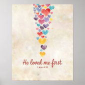 Hij hield eerst van mij – 1 Johannes 4:19 Waterver Poster (Voorkant)