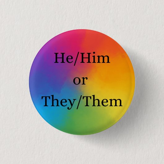 Hij/hij of zij/Them Pronoun Button (Voorkant)