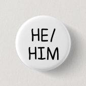 hij/hij pronoun knoopbadge handgeschreven speld ronde button 3,2 cm (Voorkant)