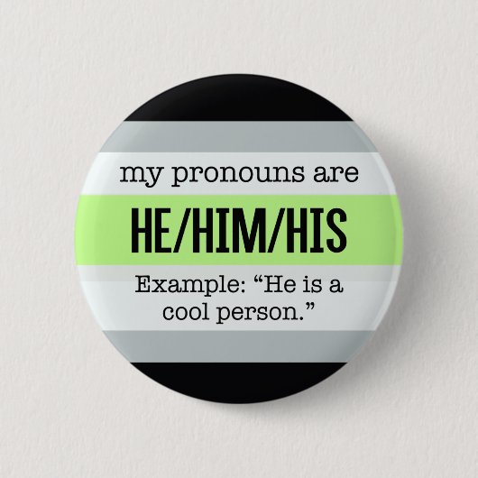 Hij/hij Pronouns - Agender Flag Ronde Button 5,7 Cm (Voorkant)
