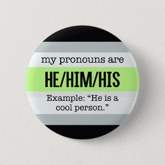 Hij/hij Pronouns - Agender Flag Ronde Button 5,7 Cm