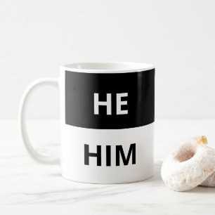 Hij/hij Pronouns Black & White Classic Mok